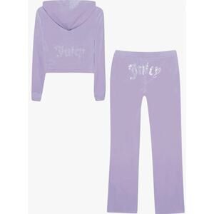 Juicy Couture Women's Bling Velour Tracksuit US X-Large Lavender Haze